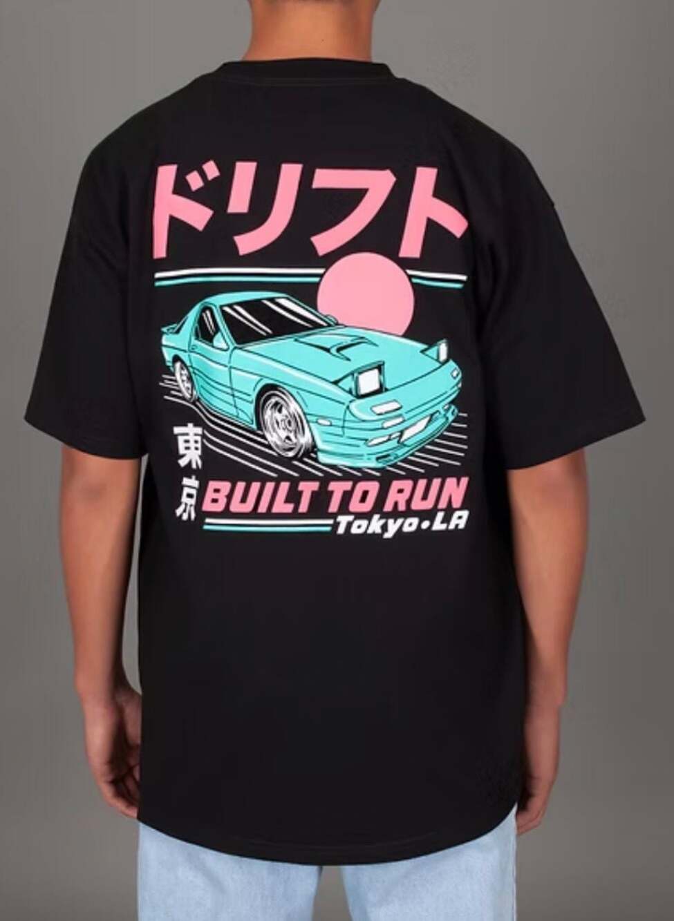 Red Eight Black T Shirt "Drift" Heavyweight Puff Graphic Short Sleeve Cotton